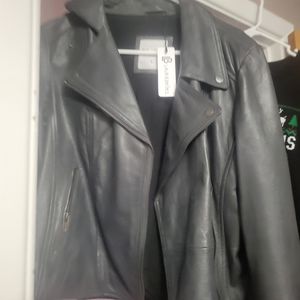 Silver Leather Jacket Size Large By Chelsea Deboer